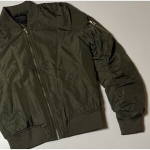 INSO Collection Bomber Jacket Size M Olive Green Cinched Sleeve Lightweight Coat